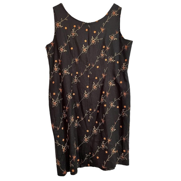 Betsy Lauren Dresses & Skirts - Vintage Betsy Lauren Dress Womens 20 Floral Sleeveless Black‎ Embroidered Midi